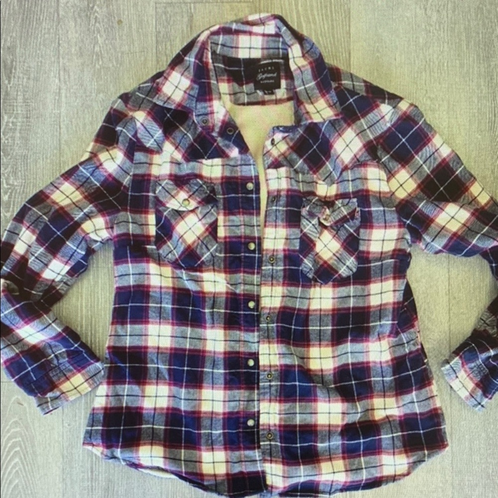 JACHS Girlfriend Multicolor Plaid Button-Down Shirt